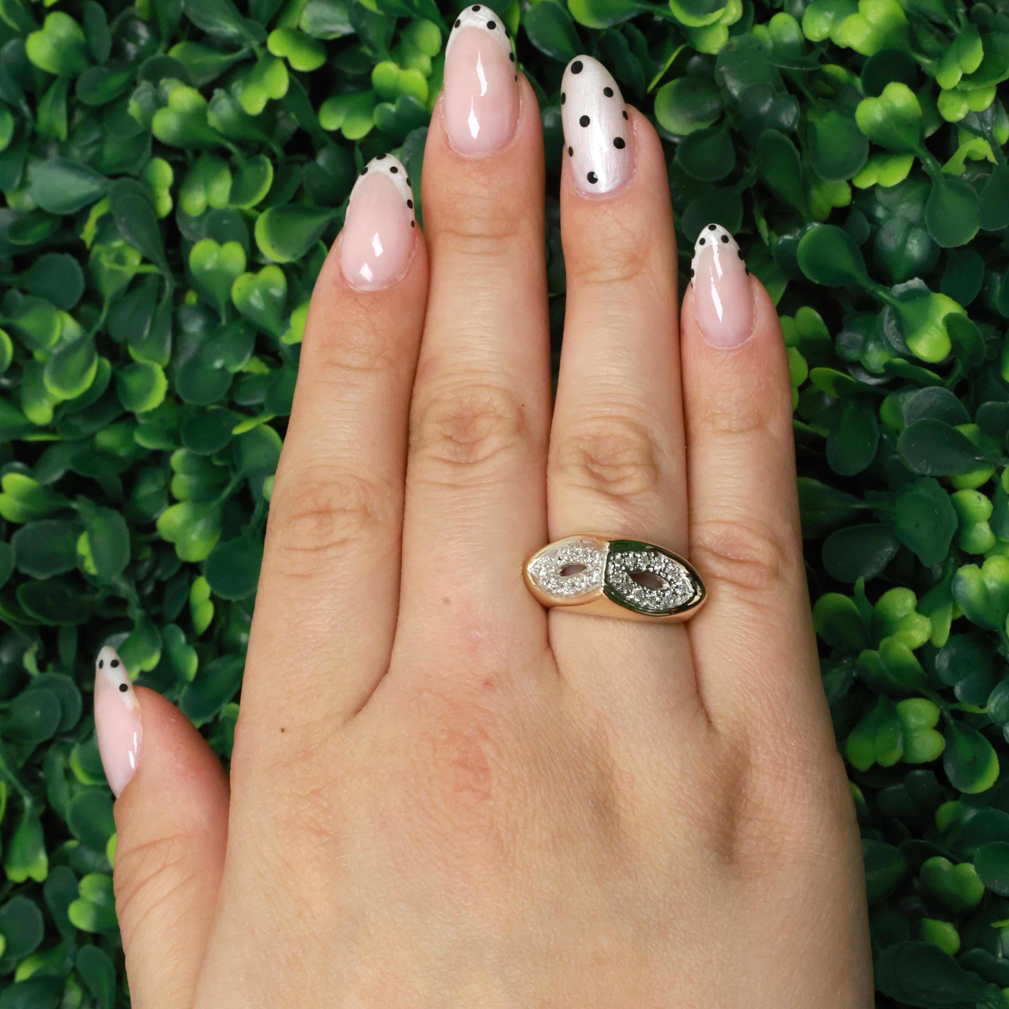 Geometric Mask Diamond Statement Ring 14K Gold 0.50 TW Size 6.5 Contemporary