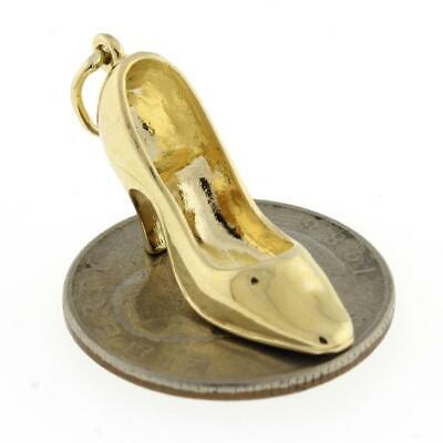 Vintage High Heel Shoe Charm Pendant 14K Yellow Gold 1.50" Ladies Estate