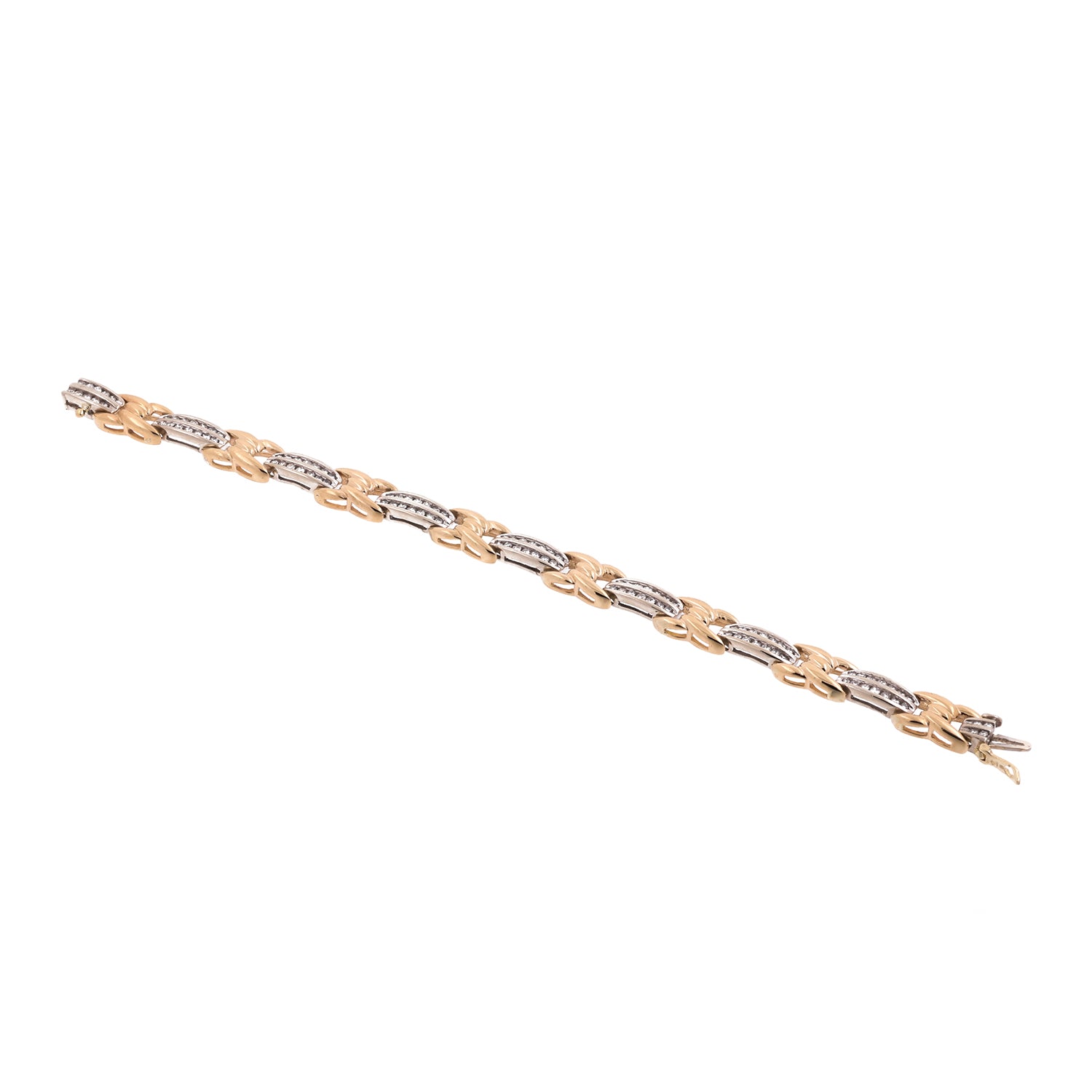 2.00 TW Diamond Station Bracelet 14K Two-Tone Gold 6.75"