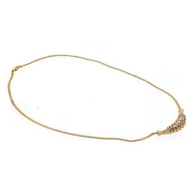 2.00 CTW Marquise Cut Champagne Diamond Necklace 14K Yellow Gold Curved Bar 17"