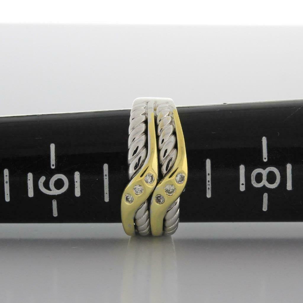 Diamond Crossover Cable Ring 18K Two-Tone Gold 0.10 CTW Ladies Size 7