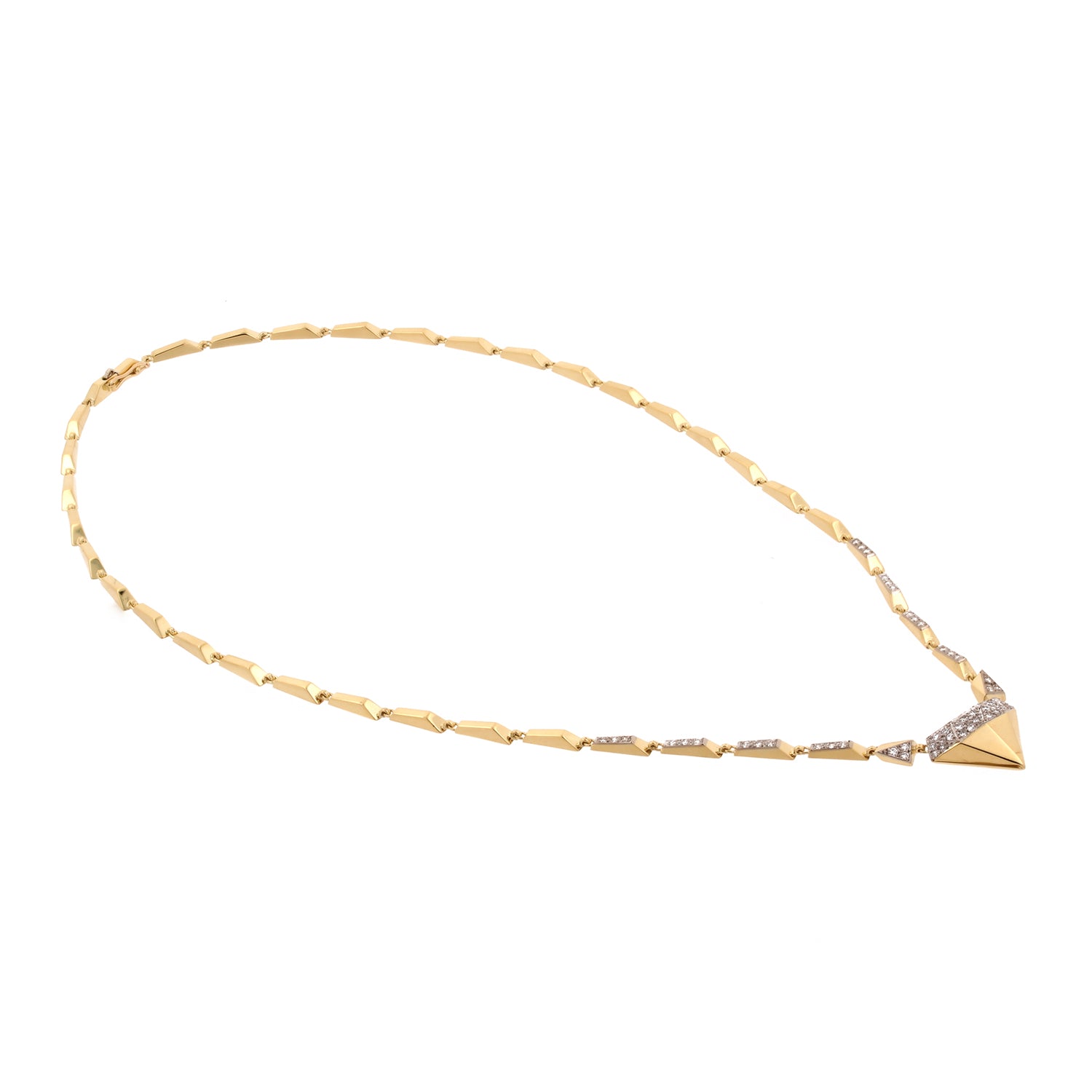 Diamond Station Necklace 18K Yellow Gold Specialty Link Chain 0.75 CTW 18.5"