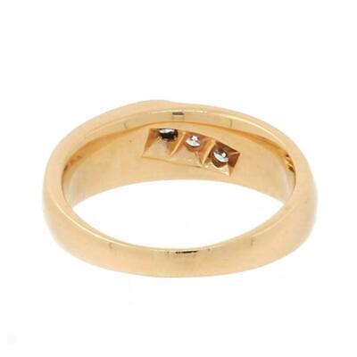 3-Stone Diamond Band Ring 14K Yellow Gold 0.33 CTW Round Dia SZ 8 Unisex Estate