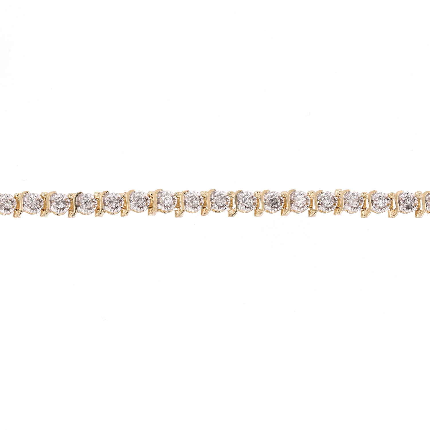 1.00 TW S-Link Diamond Tennis Bracelet 14K Gold 6.75" Estate