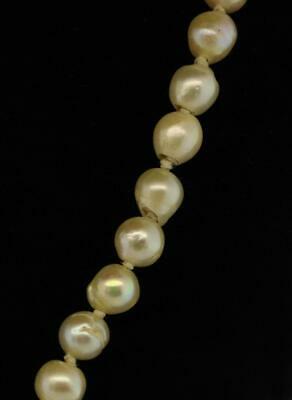 Vintage Pearl Necklace Baroque Freshwater 14K White Gold Ladies 25"