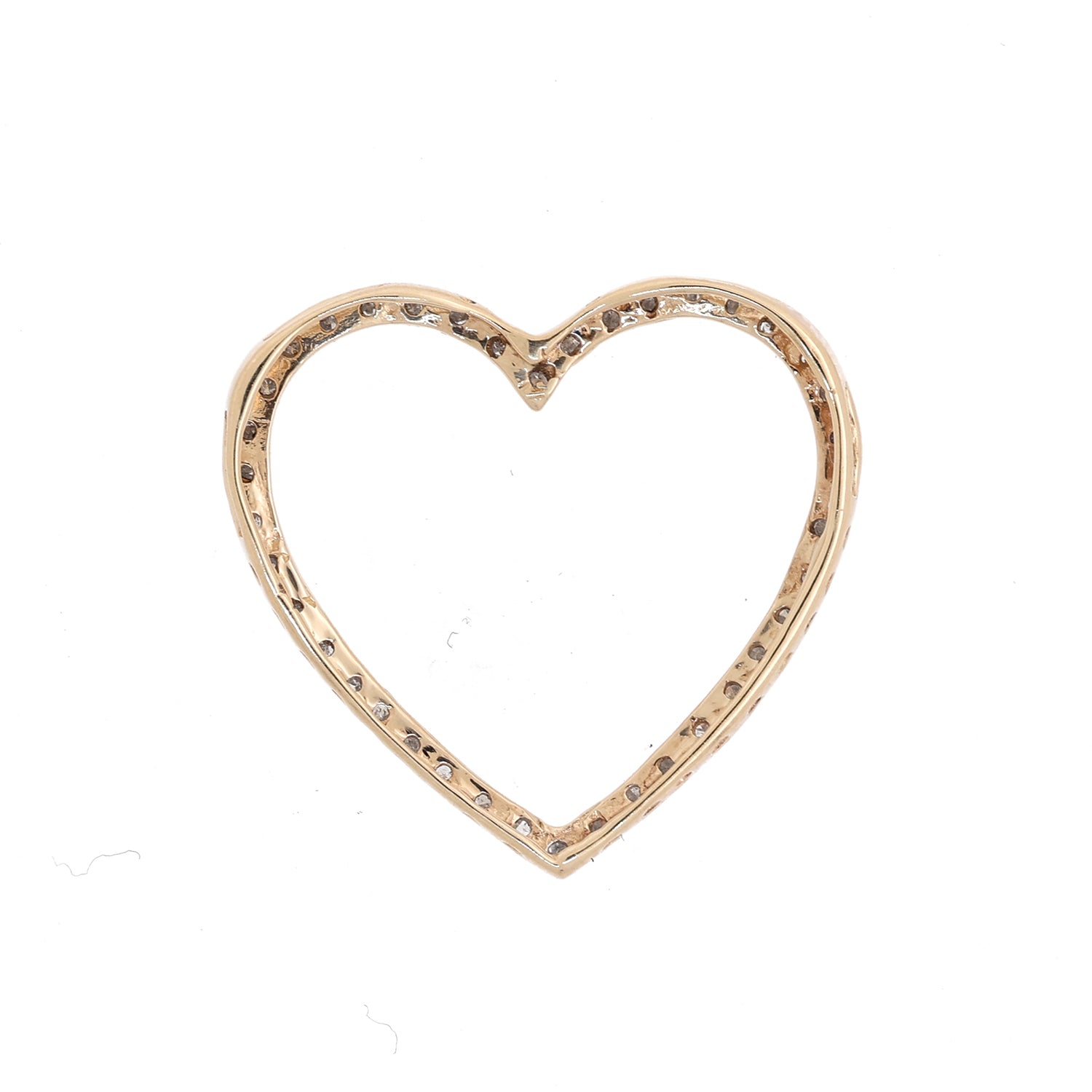 0.40 TW Open Heart Diamond Pendant 10K Gold 0.85" Estate