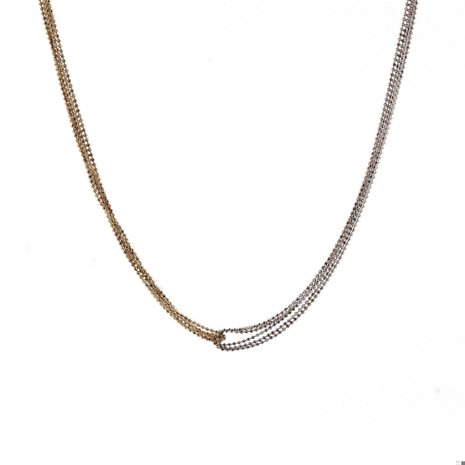 14K Two-Tone Gold Chain Necklace 6-Strand Ball Bead 6mm Wide 17" Estate