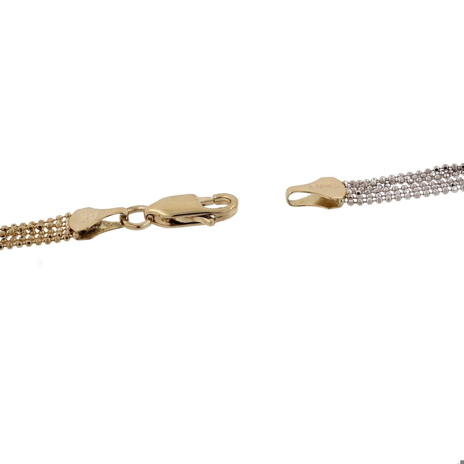 14K Two-Tone Gold Chain Necklace 6-Strand Ball Bead 6mm Wide 17" Estate