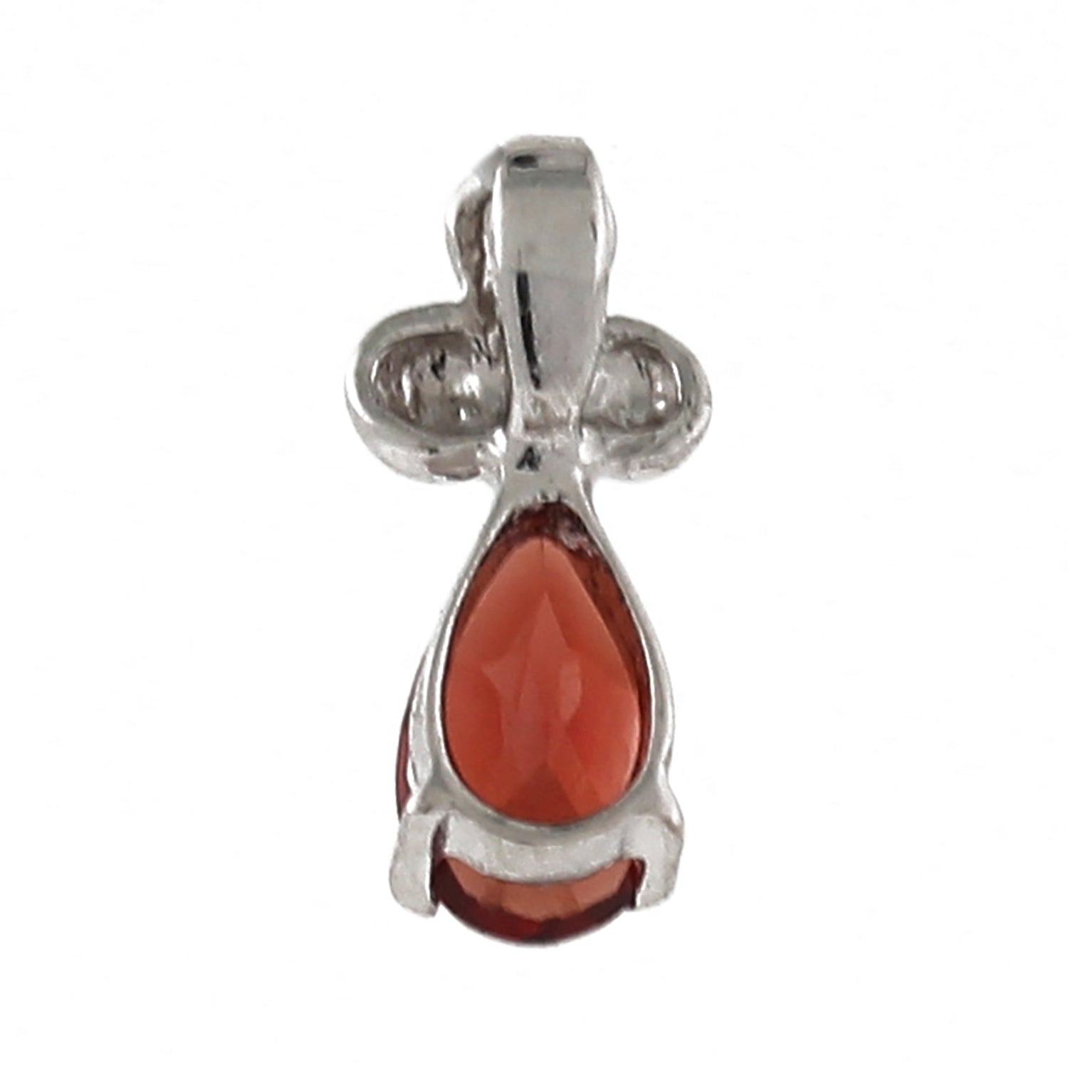 Vintage Garnet Gem Pear Pendant 14K White Gold 0.28 CT 0.35"