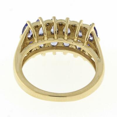 Vintage Diamond Two-Row Ring Purple Glass Accents 14K Yellow Gold Ladies Size 6