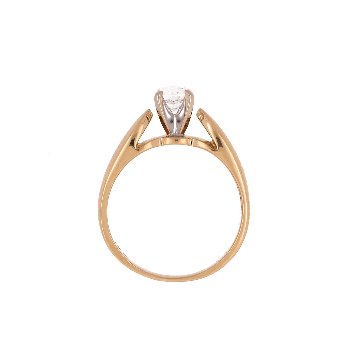 0.37 TW Solitaire Diamond Ring 18K Yellow Gold Engagement Size 5.5