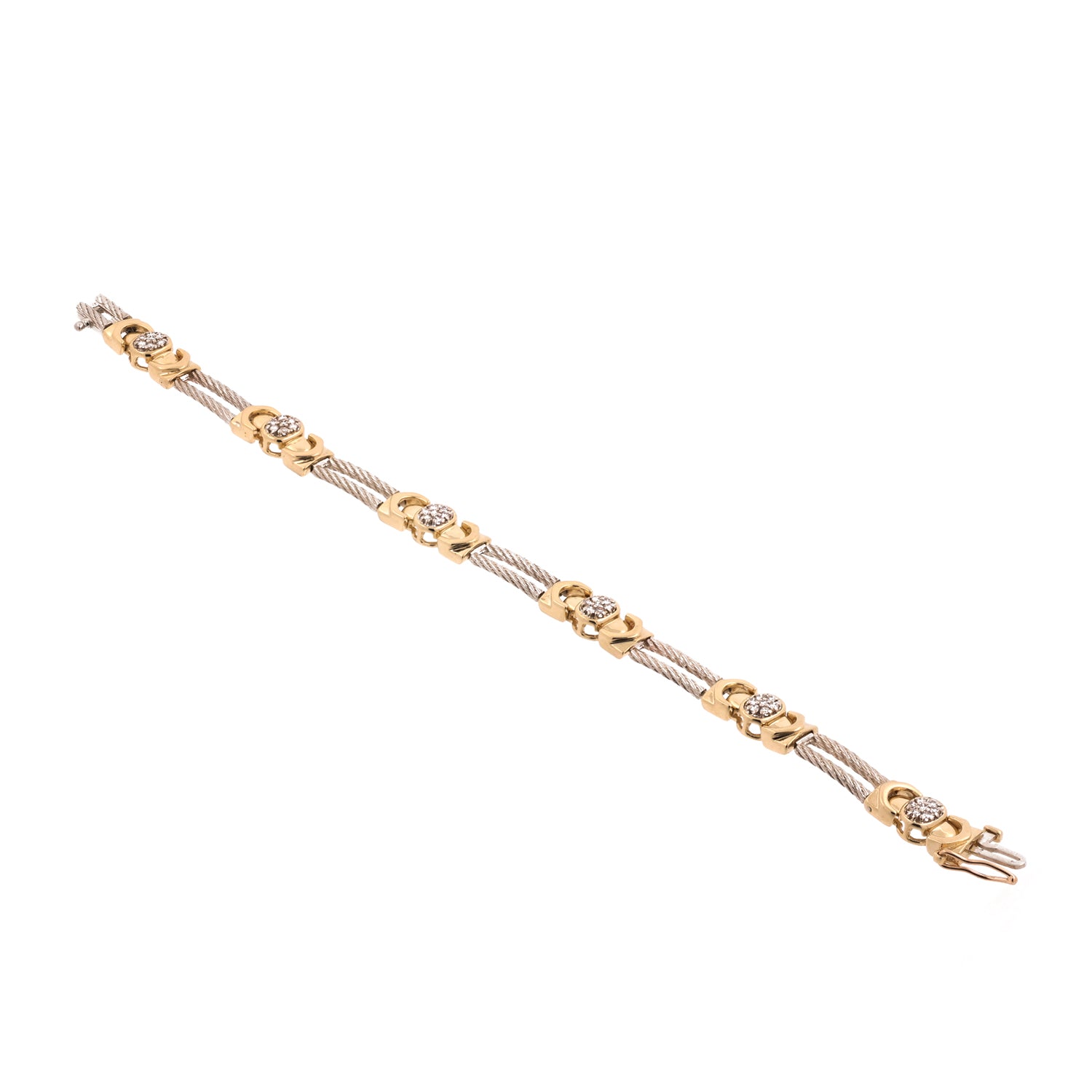 Diamond Cable Link Station Bracelet 14K Gold 0.84 CTW 7.25"