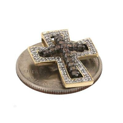 Religious Diamond Cross Pendant 14K 2-Tone Gold 0.66 TW Chocolate Diamonds 0.90"