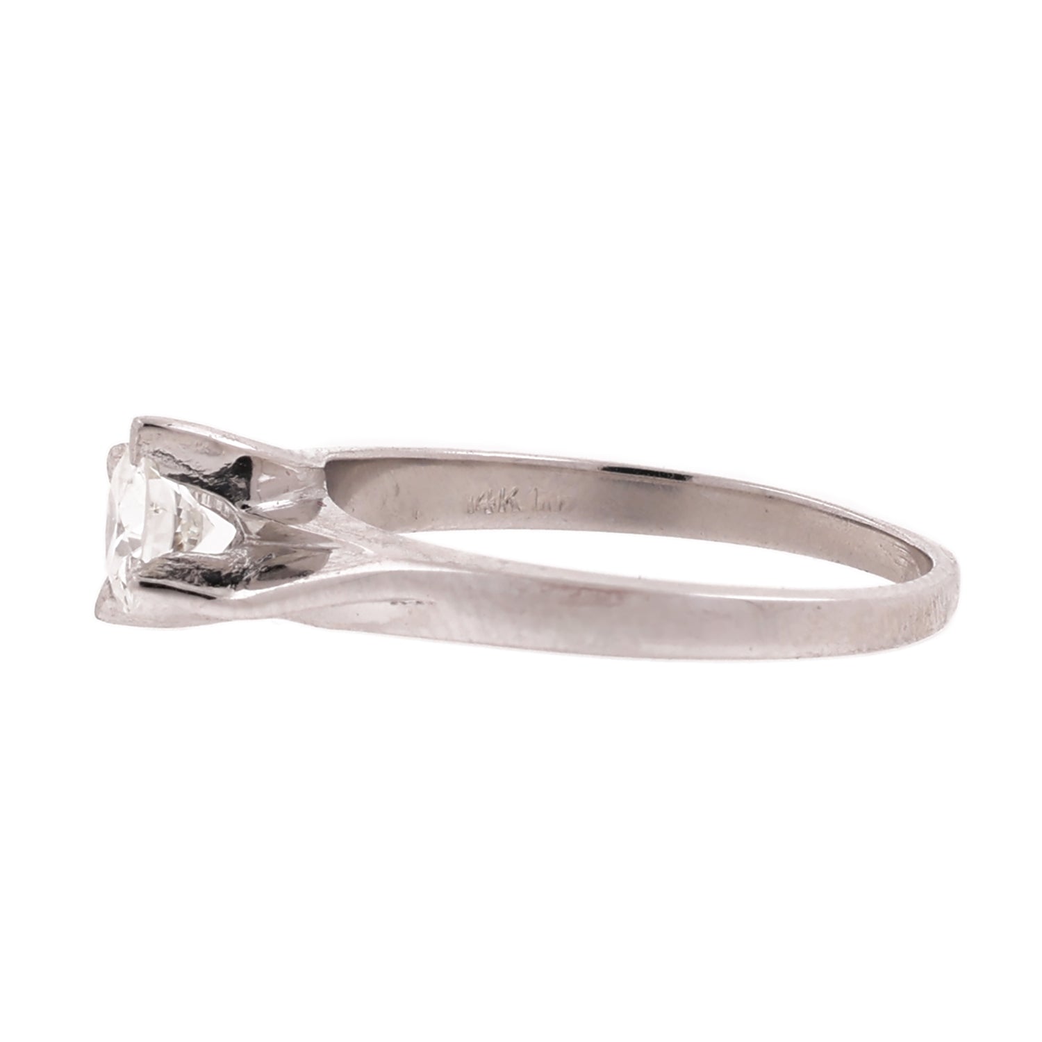 0.52 CT Diamond Solitaire Engagement Ring GIA Certificate 14K White Gold SZ 7.5