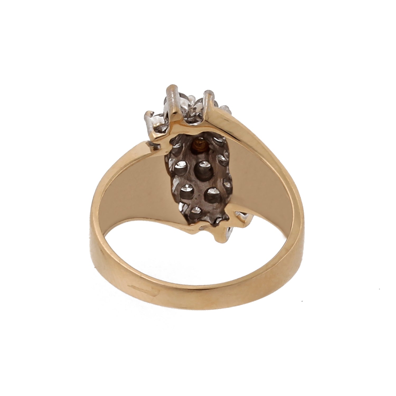 Cluster Diamond Cocktail Ring 14K Two-Tone Gold 1.00 CTW 3-Rows Size 7 Estate