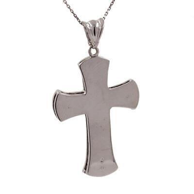 14K Solid White Gold Diamond Crucifix Cross Pendant 0.20 CTW Large 2.25" Estate