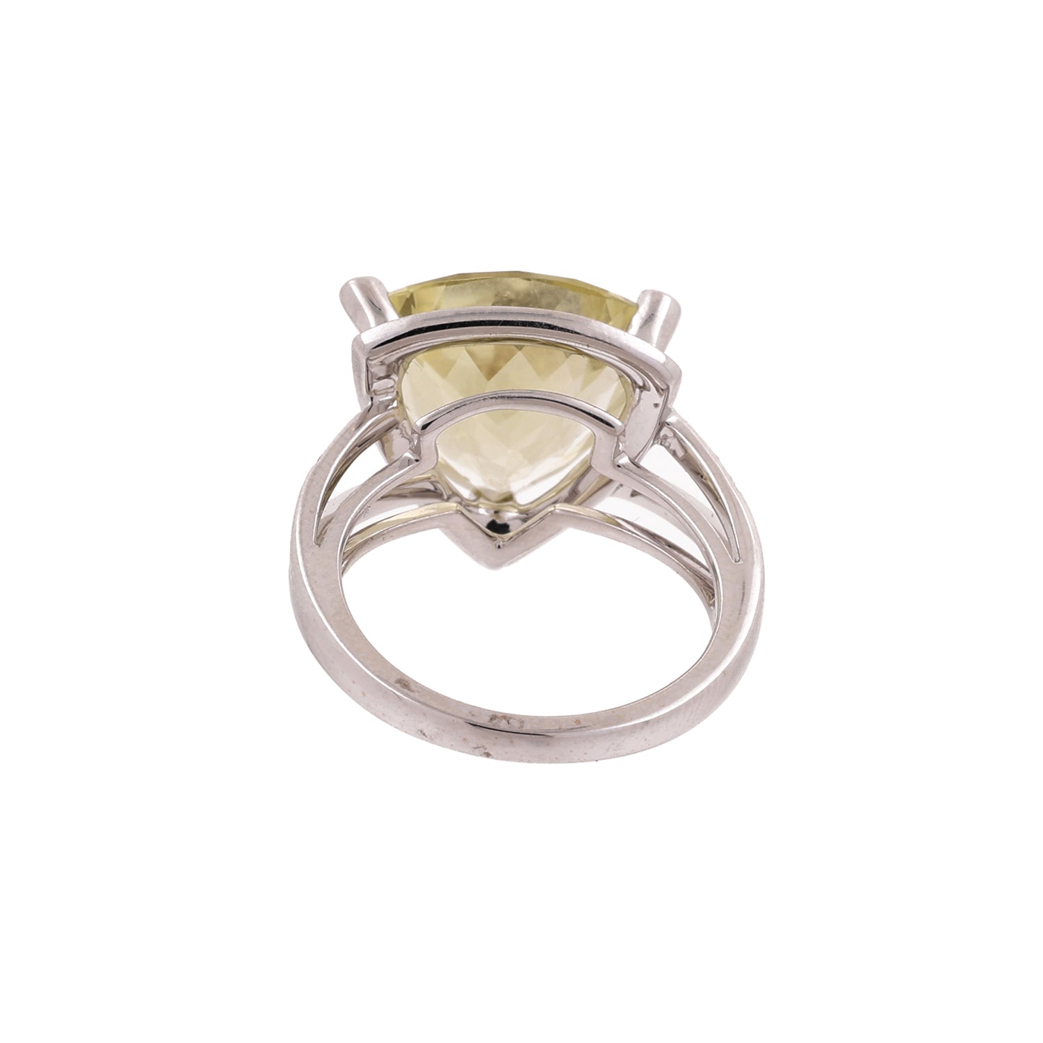 Estate Mauboussin Paris Trillion Citrine Diamond Ring 18K White Gold 6.70 CTW