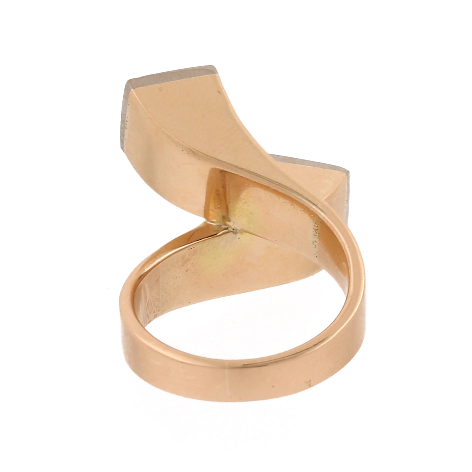 Diamond Square Bypass Ring 14K Two-Tone Gold 0.50 CTW Contemporary Estate Size 6