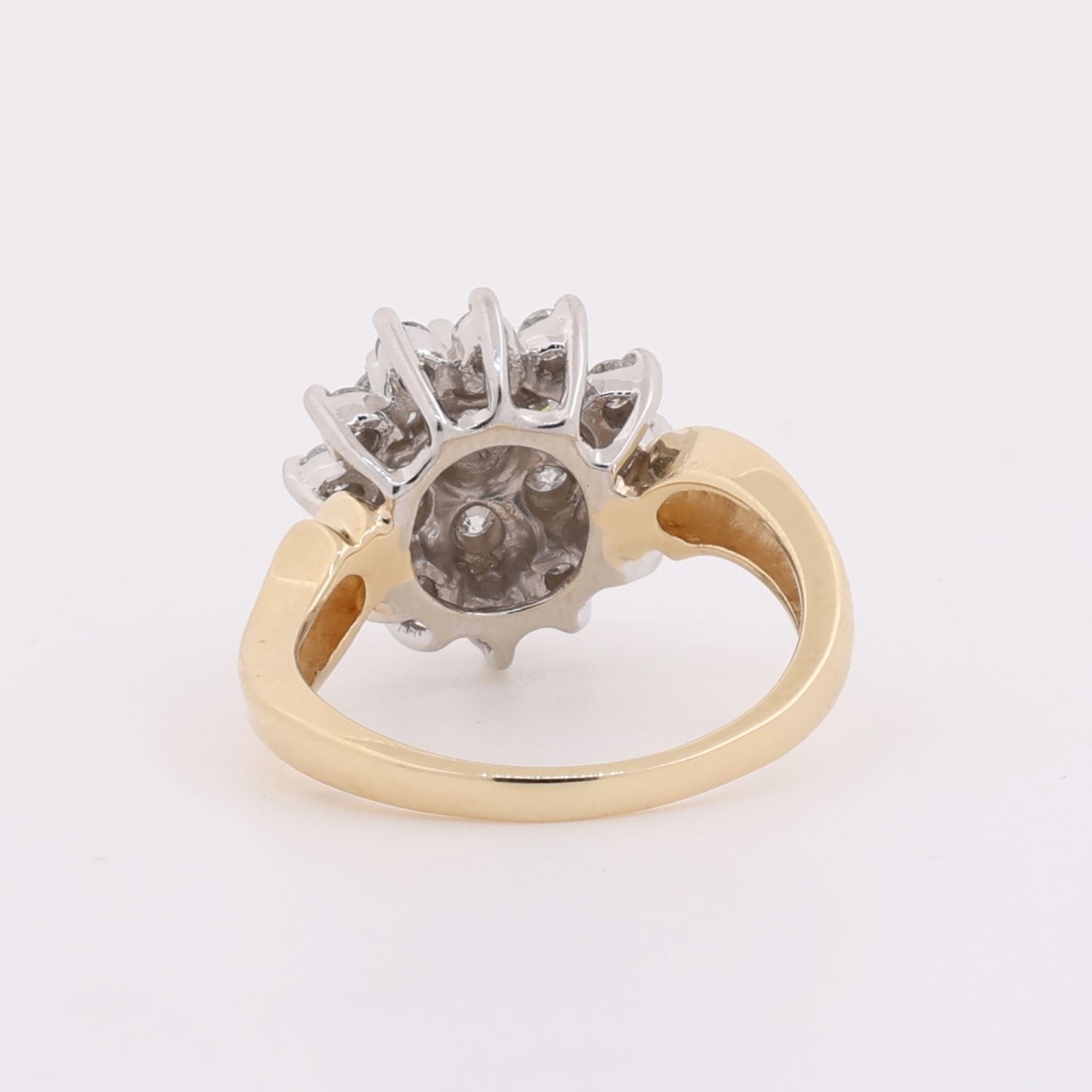Diamond Flower Cocktail Ring 14K Two-Tone Gold 2.20 TW Diamonds Size 6 Vintage