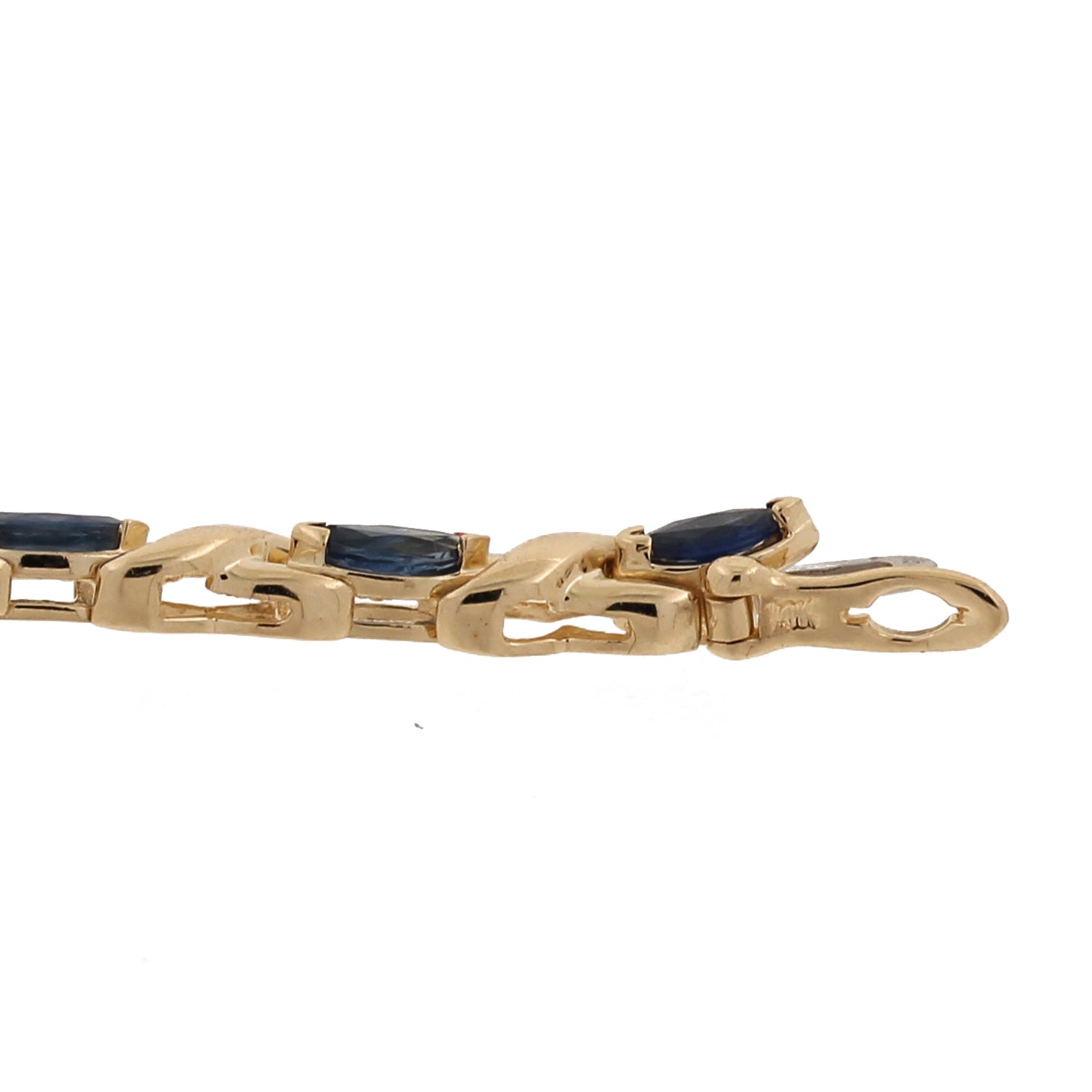 Blue Sapphire Station X Link Bracelet 14K Yellow Gold 4.20 CTW 7" Estate