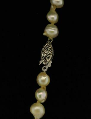 Vintage Pearl Necklace Baroque Freshwater 14K White Gold Ladies 25"