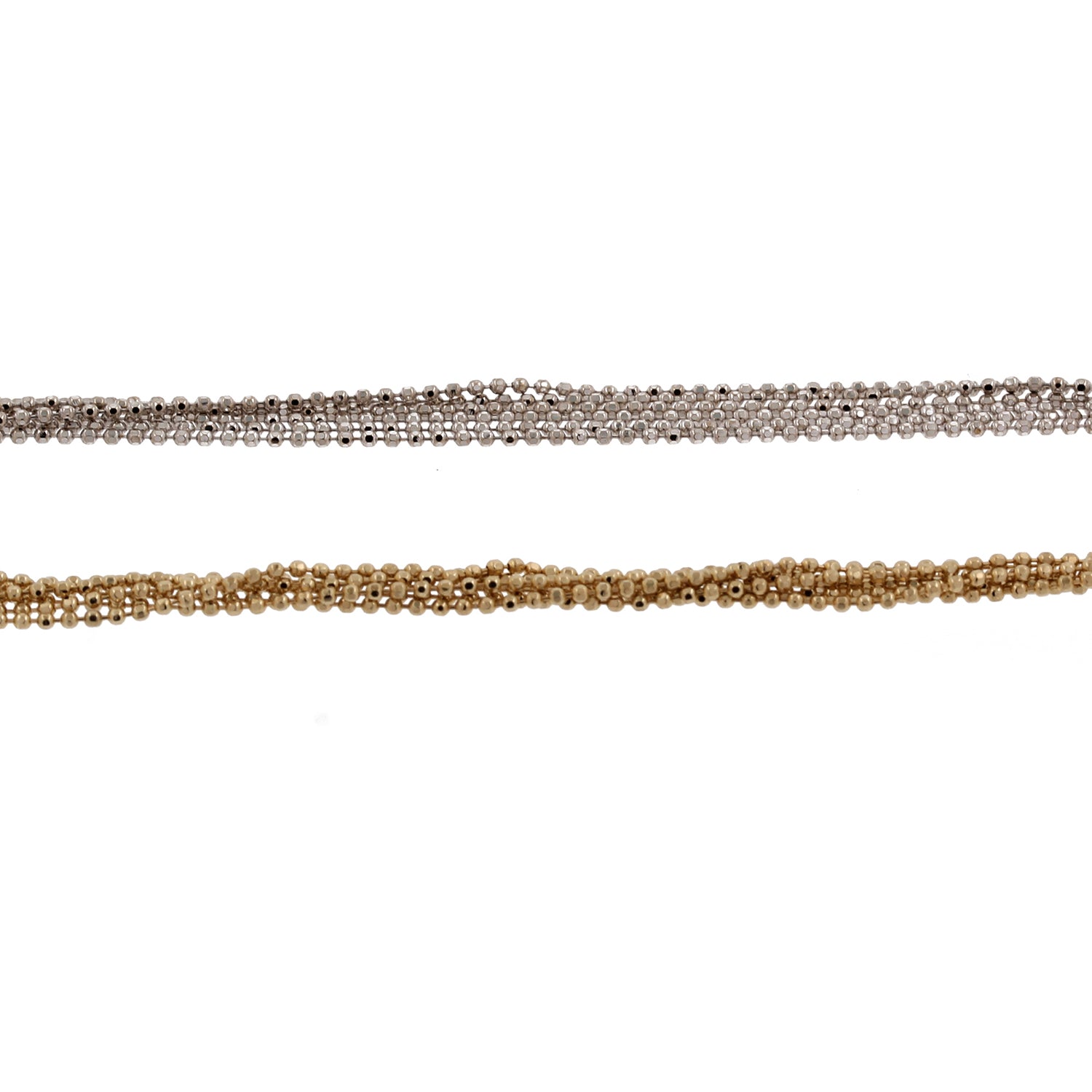 6-Strand Ball Bead Chain Necklace 14K Two-Tone Gold 6mm Wide Estate 17"