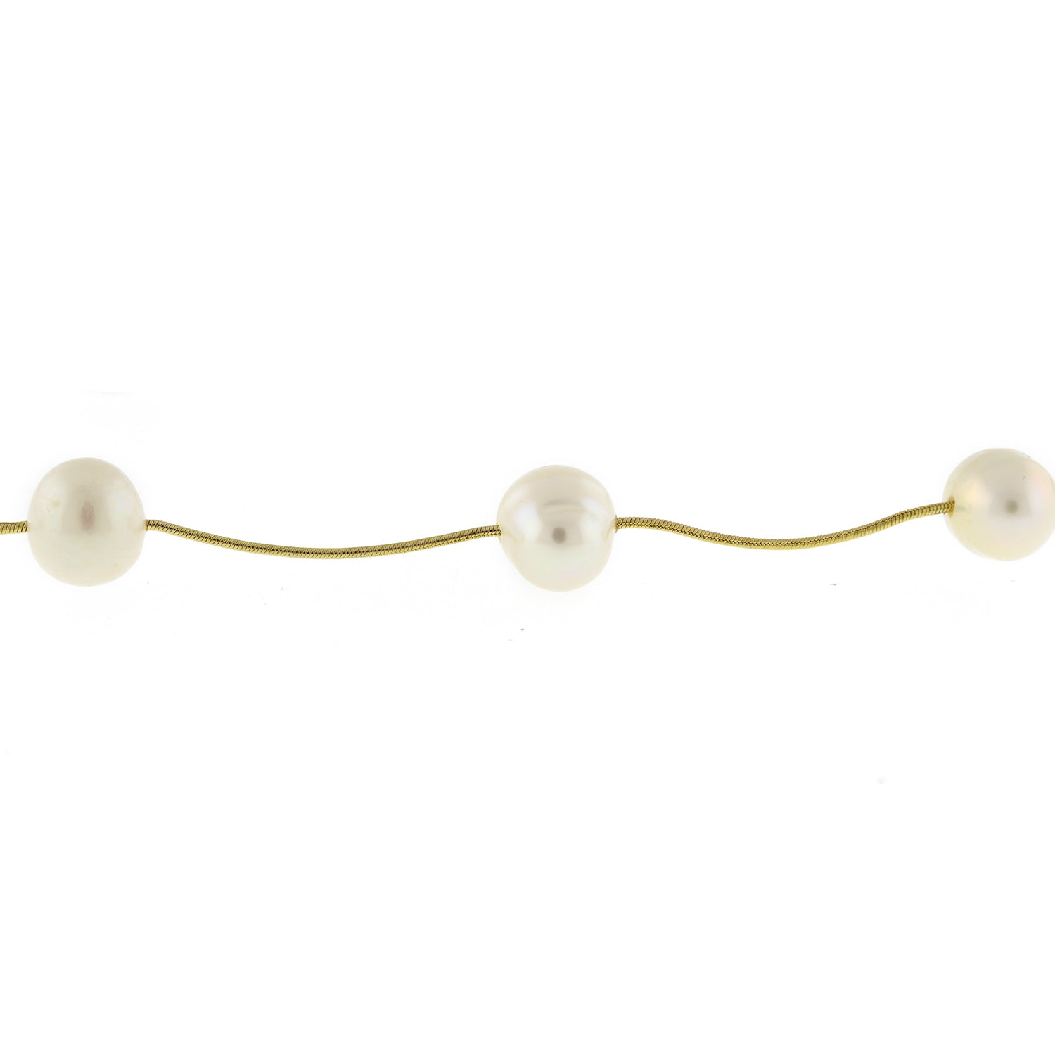 Baroque Pearl Necklace Even Spaced 14K Yellow Gold Snake Chain 16" Ladies