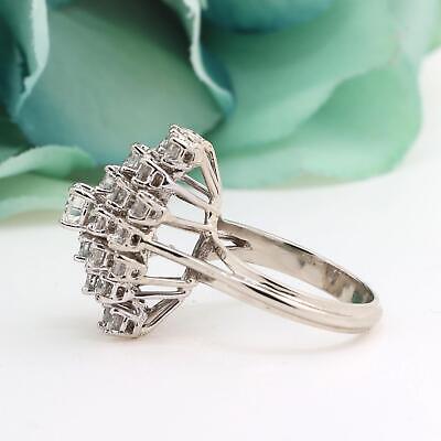 Cascading Diamond Cocktail Ring 14K White Gold 2.46 TW Ladies Size 7 Estate