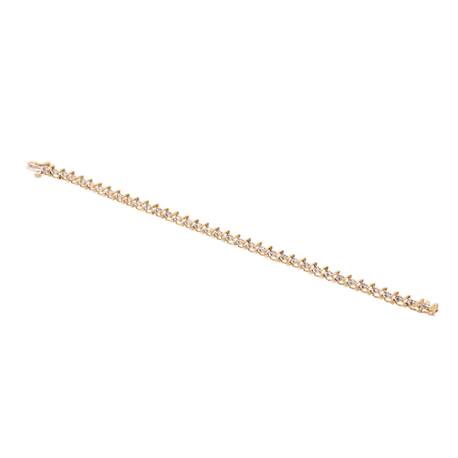 1.00 TW S-Link Diamond Tennis Bracelet 14K Gold 6.75" Estate