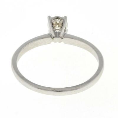 Solitaire Round Diamond Engagement Ring 14K White Gold 0.12 CTW K/I1 SZ 7 Estate