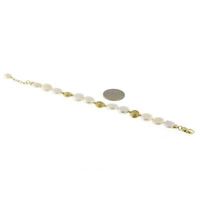 Yvel Freshwater Coin Pearl Diamond Gold Nugget Bracelet 18K Yellow Gold 8-8.75"