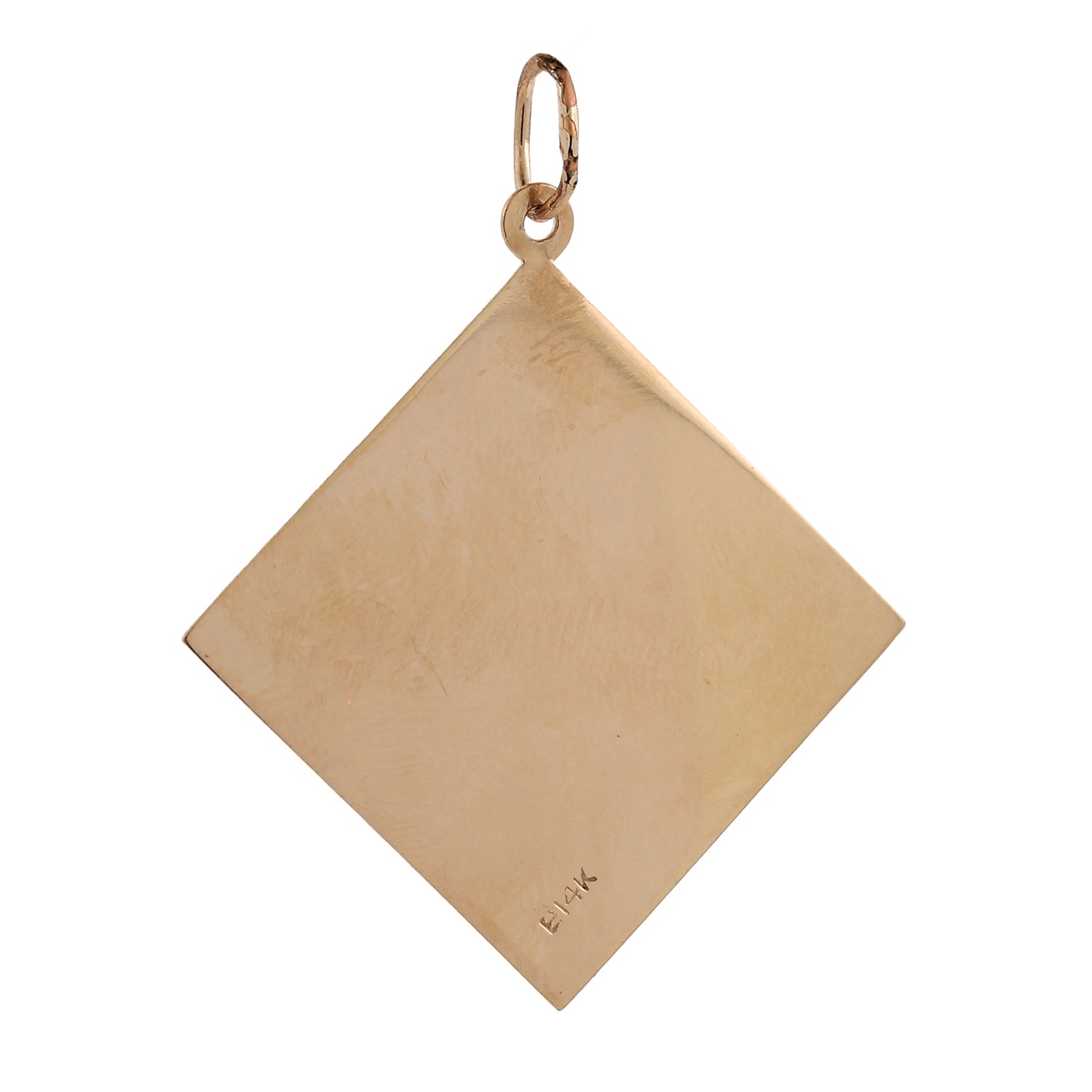 Baby Dangle Shoes Pin Square Charm Pendant 14K Yellow Gold Bead Accents 1.75"