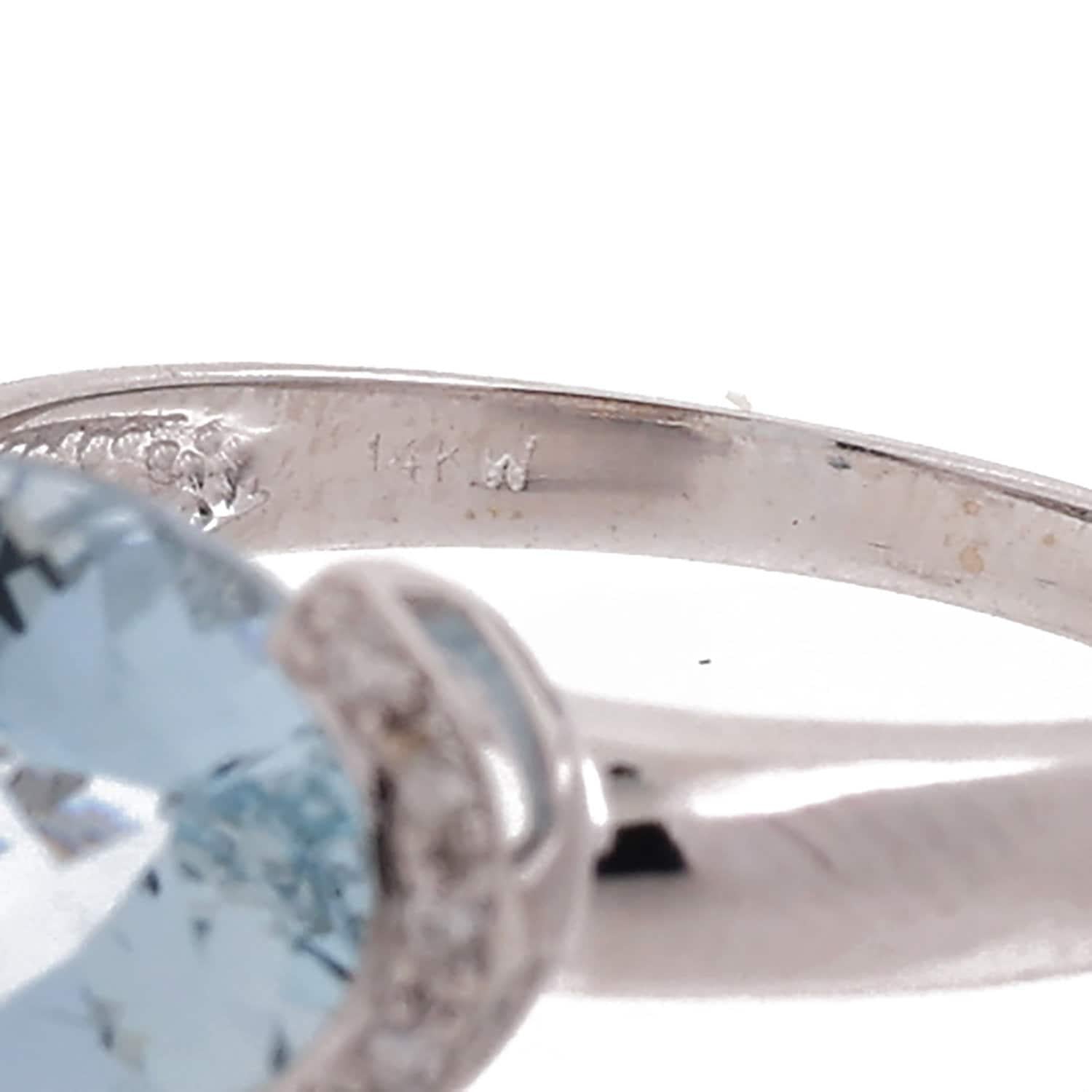 Blue Topaz Diamond Cocktail Ring 14K White Gold 3.95 CTW Size 7.25 Ladies Estate