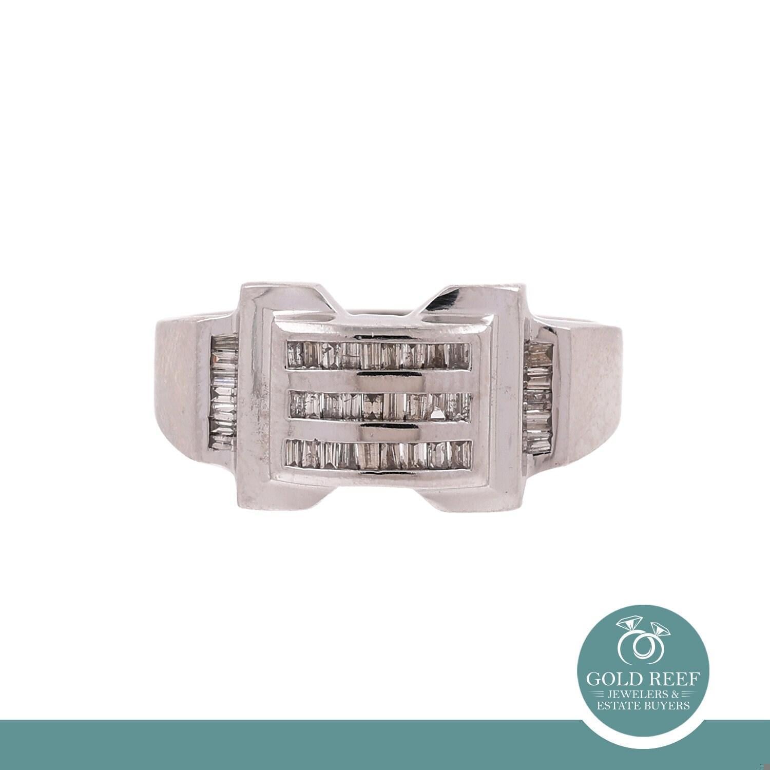 Baguette Cut Diamond Band Ring White Gold 0.75 CTW Size 10.5 Estate