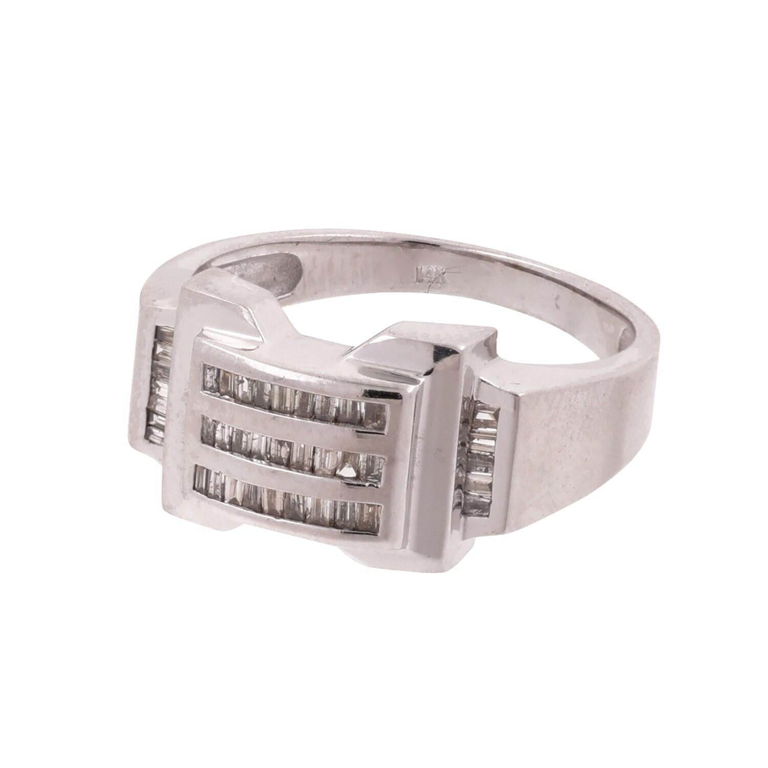 Baguette Cut Diamond Band Ring White Gold 0.75 CTW Size 10.5 Estate