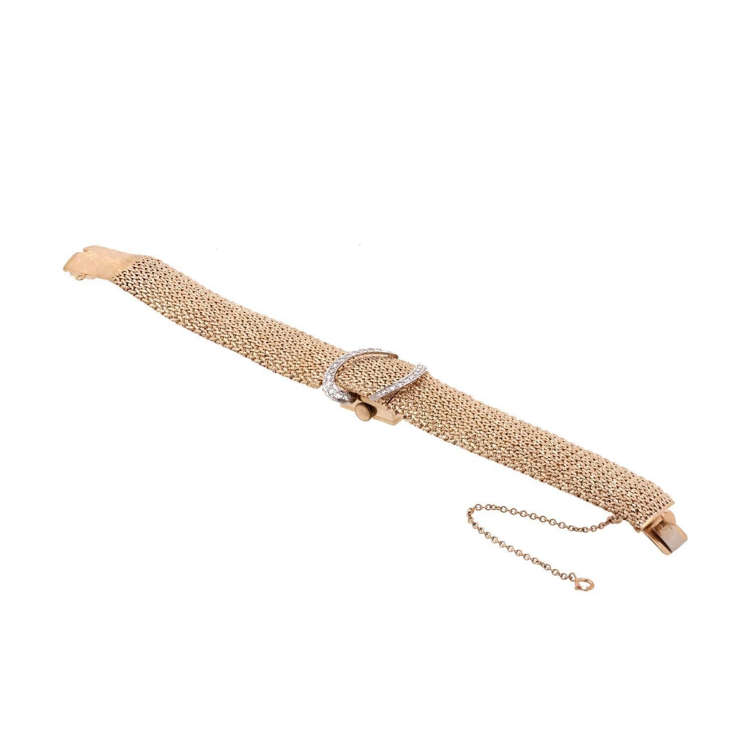 Baume & Mercier Ladies Diamond Watch Mesh Bracelet 14K Yellow Gold 0.50 TW 7"