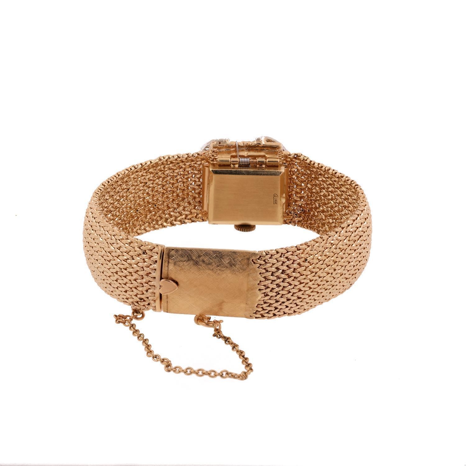 Baume & Mercier Ladies Diamond Watch Mesh Bracelet 14K Yellow Gold 0.50 TW 7"