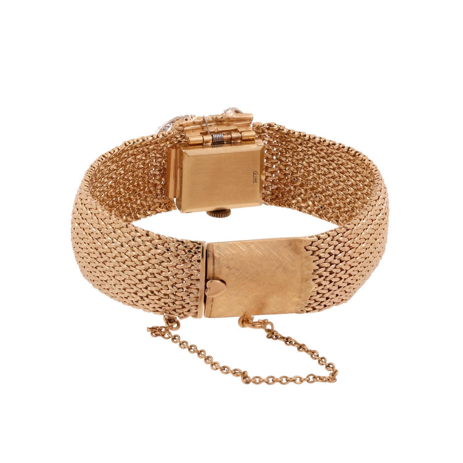 Baume & Mercier Ladies Diamond Watch Mesh Bracelet 14K Yellow Gold 0.50 TW 7"