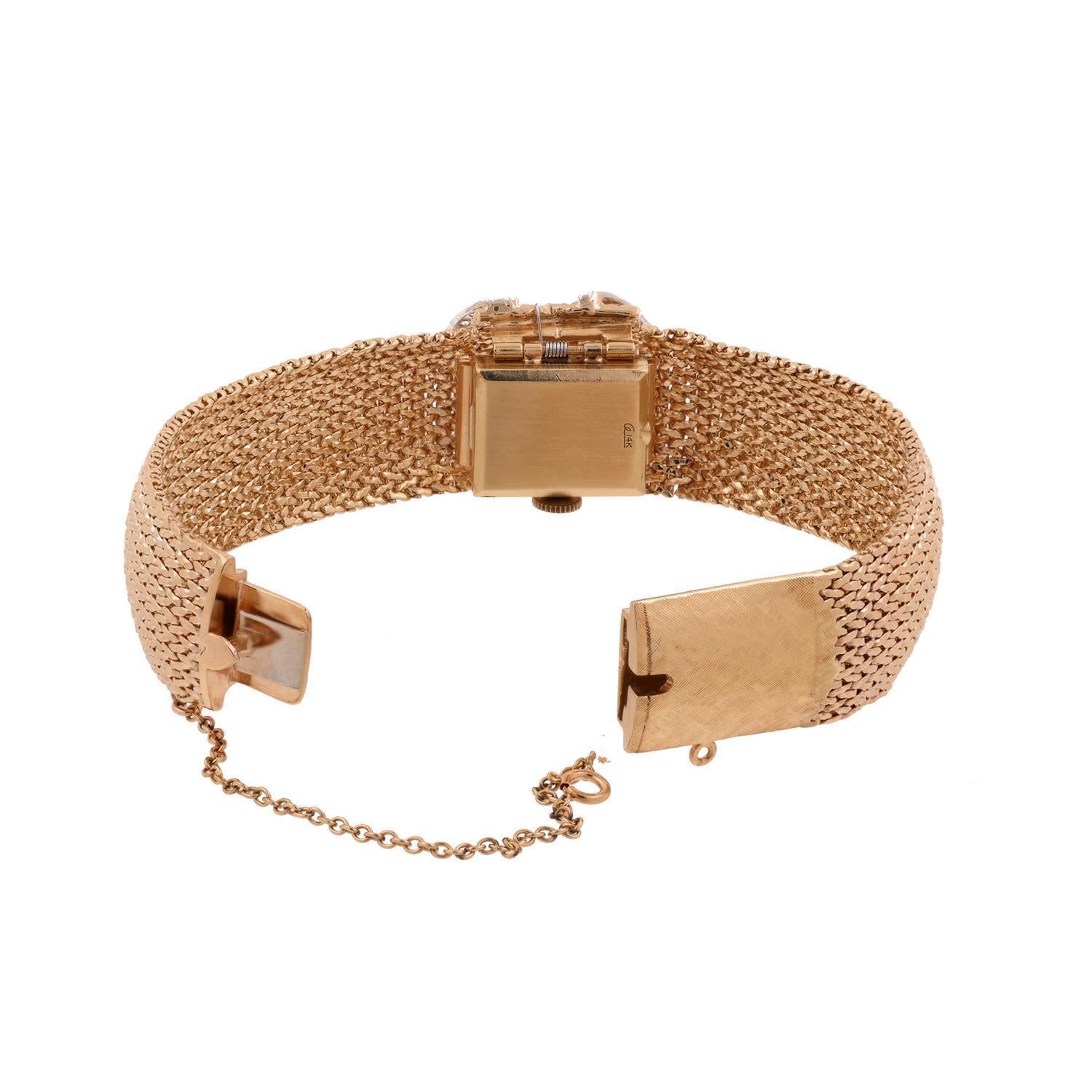 Baume & Mercier Ladies Diamond Watch Mesh Bracelet 14K Yellow Gold 0.50 TW 7"