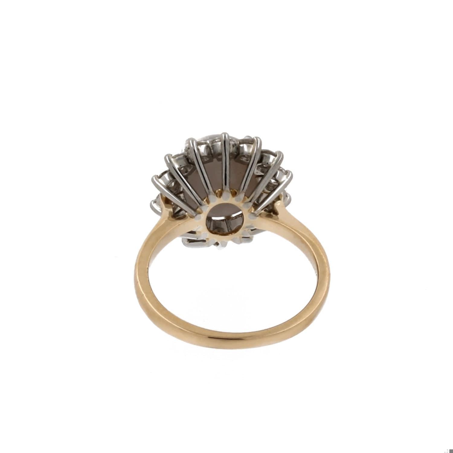 Cabochon Star Sapphire Halo Diamond Ring Two-Tone Gold Size 4.5 Ladies Vintage