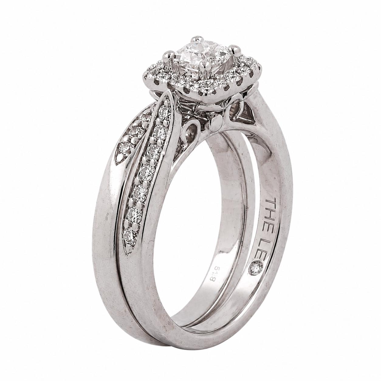 The Leo 14K White Gold 1.20 CTW Natural Diamond Princess Cut Bridal Ring Set