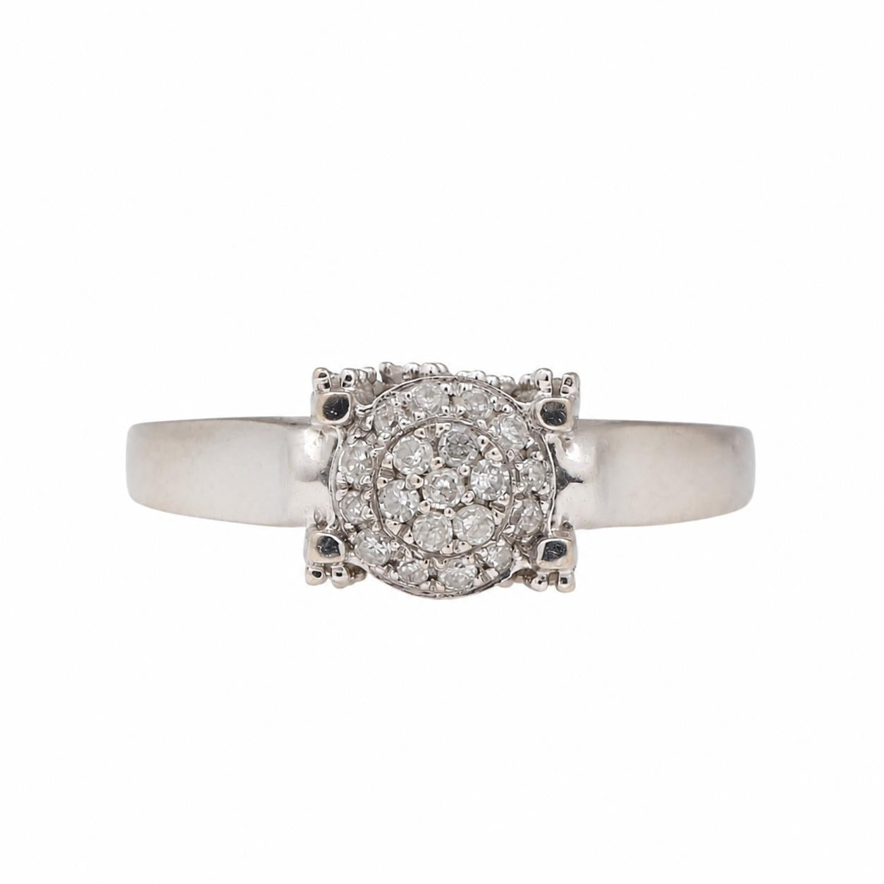 10K White Gold 0.50CTW Diamond Cluster Ring Size 7 Halo Estate Promise Ring