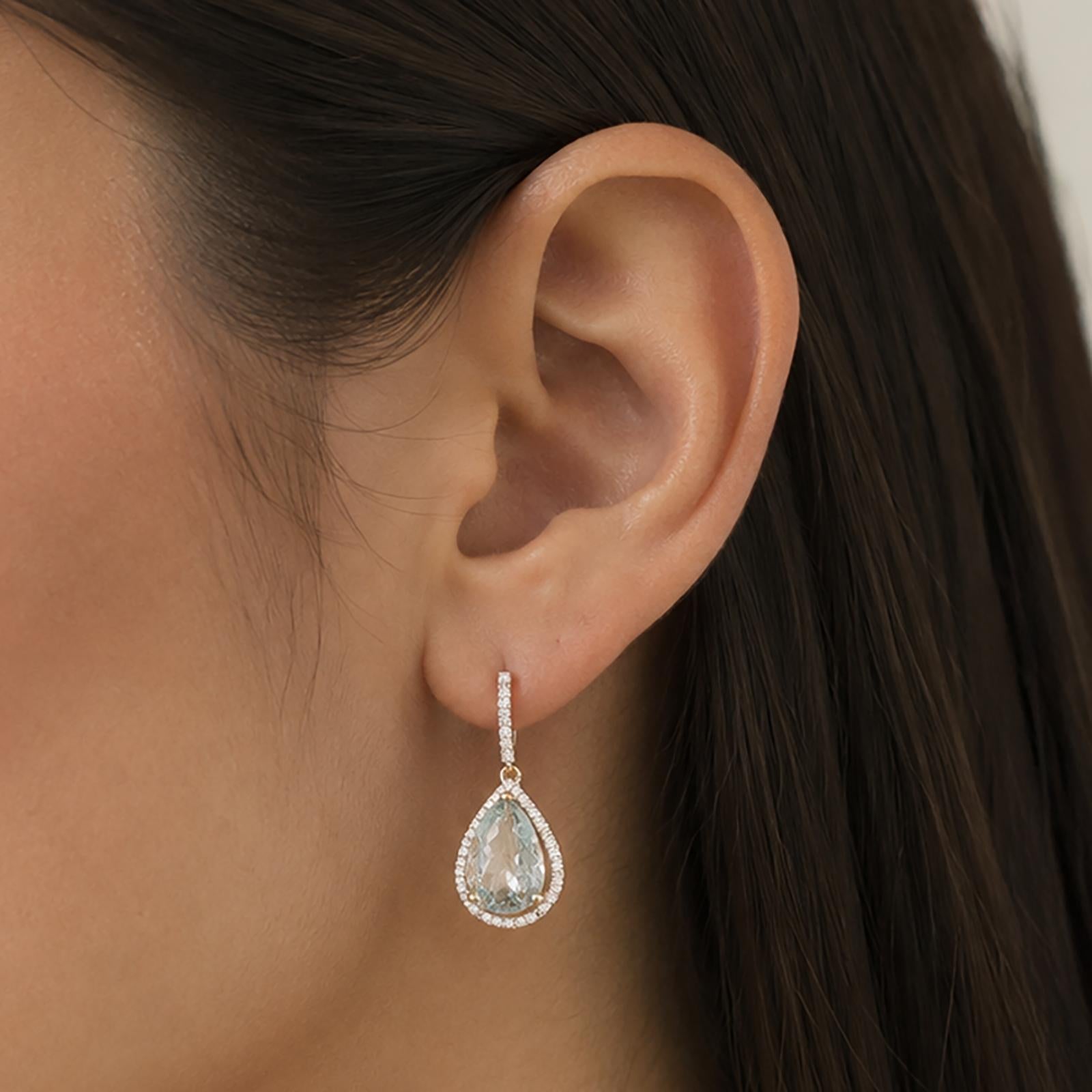 10K Two Tone Gold Prasiolite Diamond Halo Drop Dangle Earrings 4.50CTW