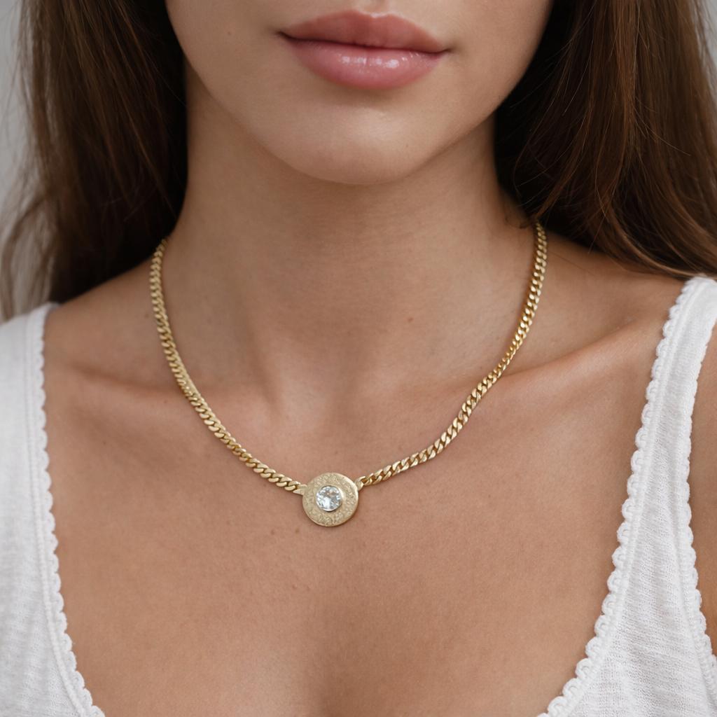 2.35ct Diamond Bezel Pendant Necklace 14K Yellow Gold 17.5" Curb Chain Estate