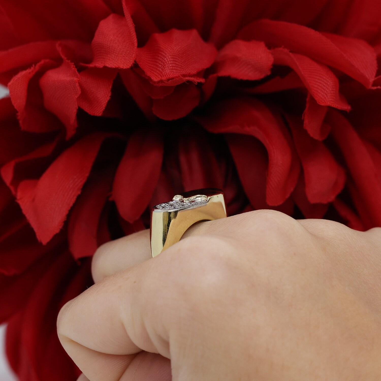 Cluster Diamond Cocktail Ring 14K Two-Tone Gold 0.50 CTW Size 7.25 Estate