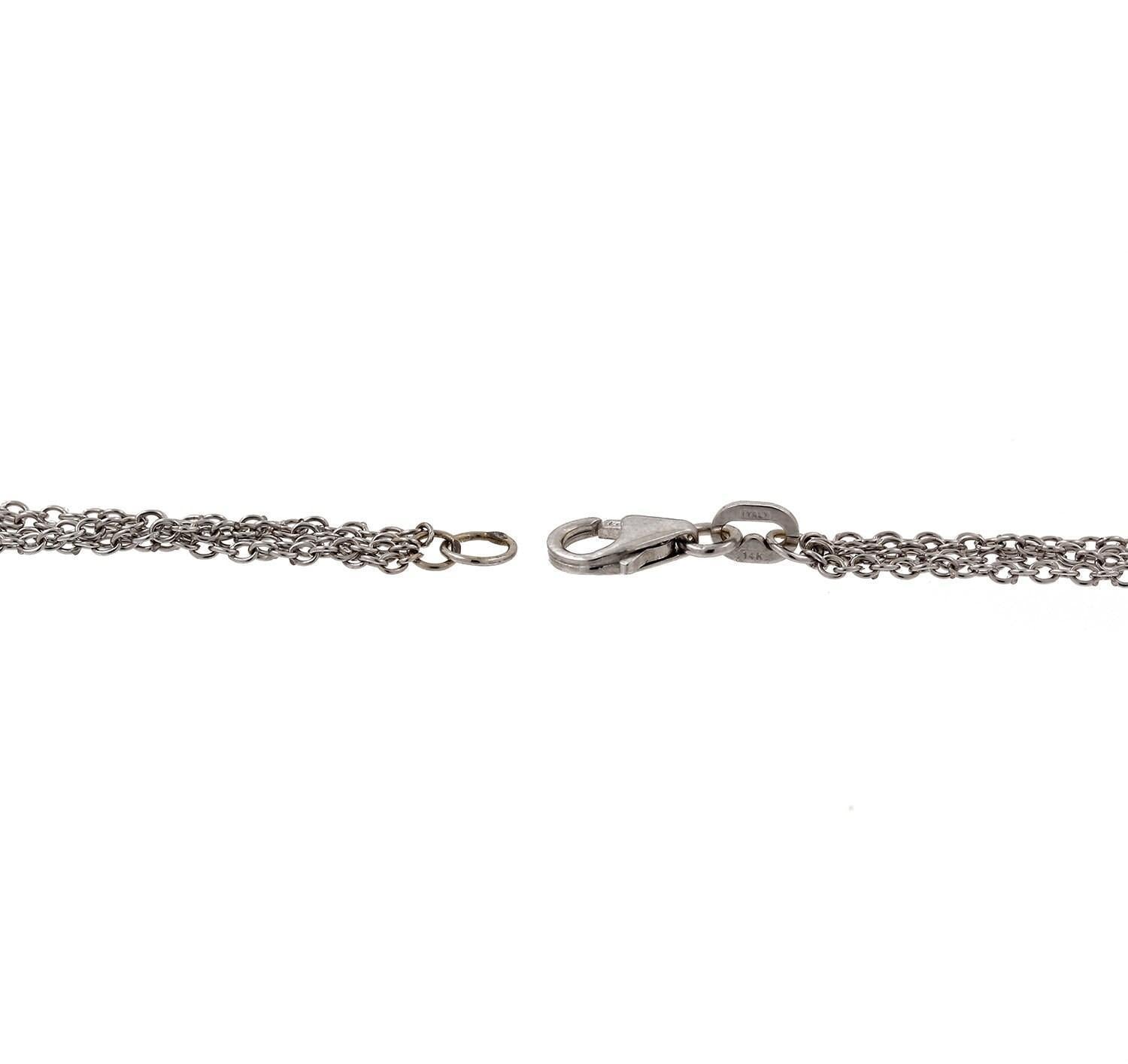 Cluster Diamond Open Heart Pendant Necklace 14K Two-Tone Gold 4-Strand Chain 19"
