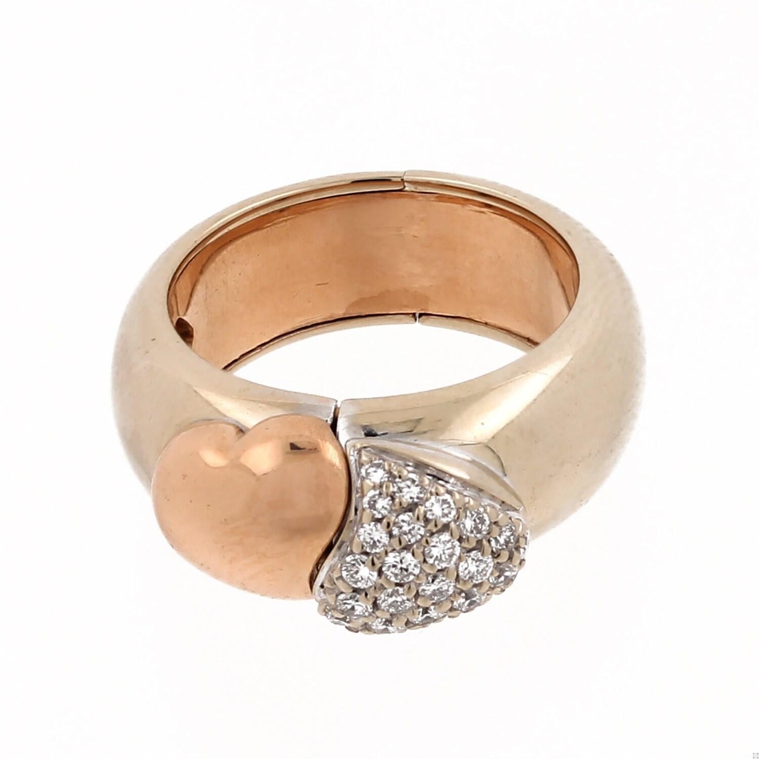 Craig Drake Diamond Heart Love Ring Opens "I LOVE YOU" 18K Tri-Tone Gold Size 5