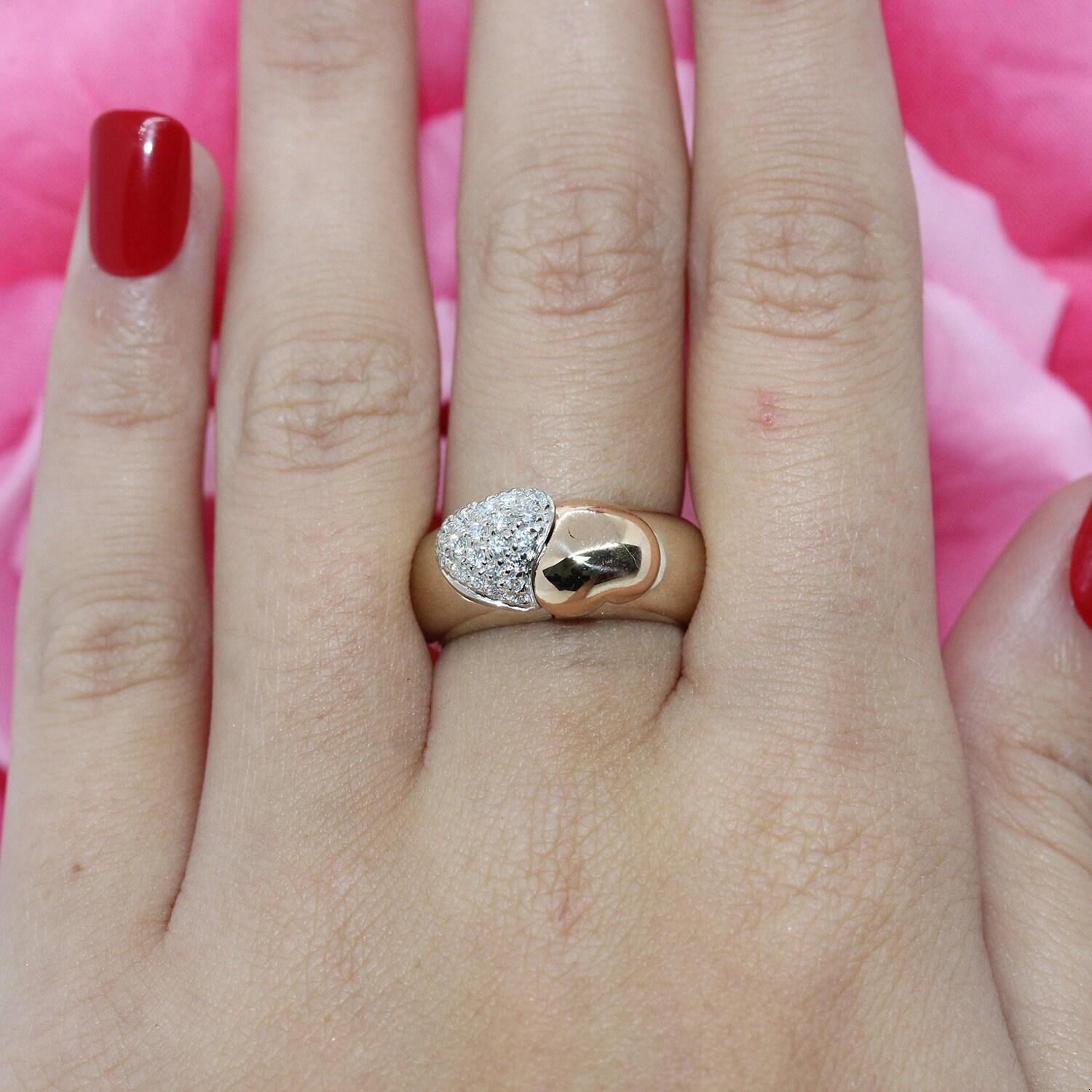 Craig Drake Diamond Heart Love Ring Opens "I LOVE YOU" 18K Tri-Tone Gold Size 5