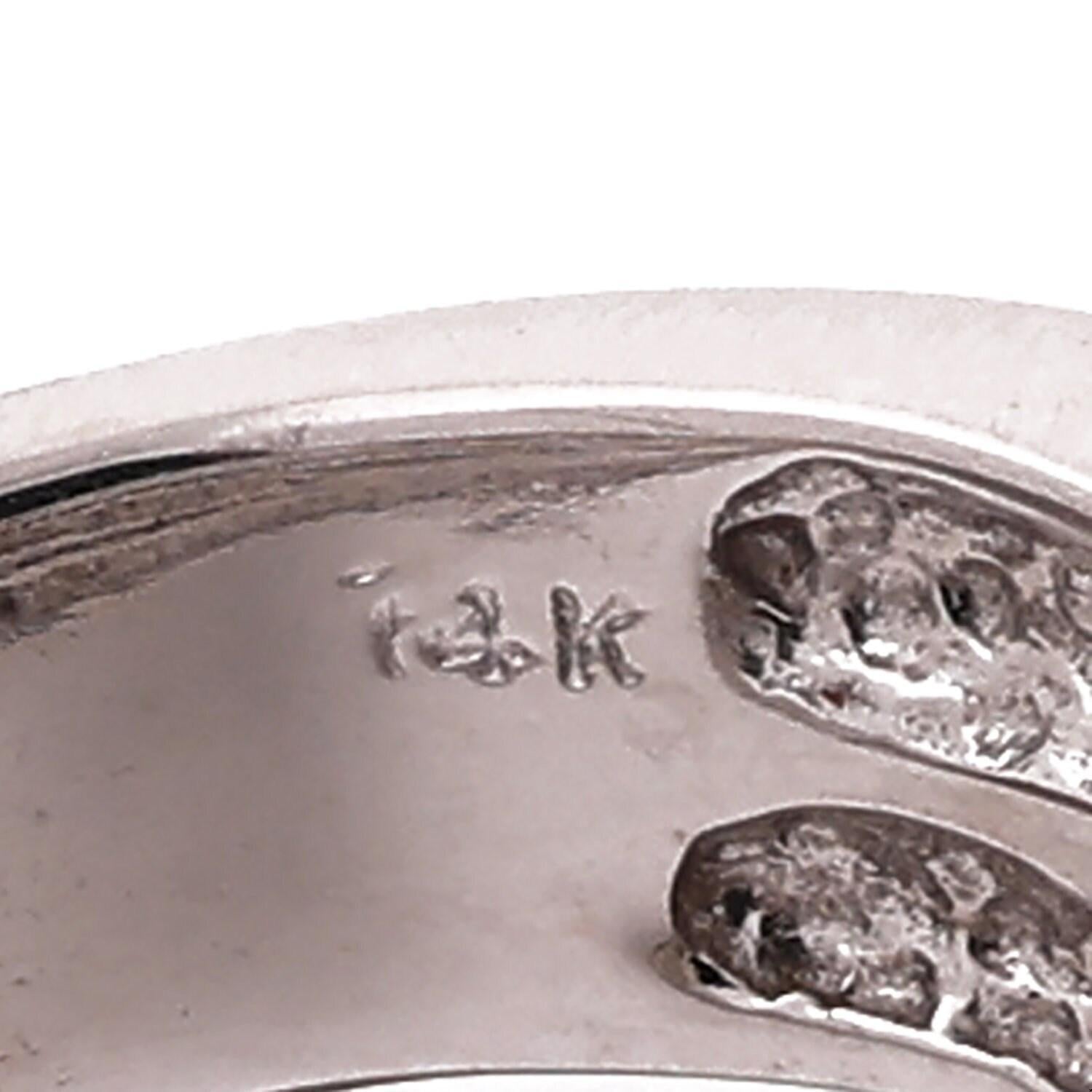Diamond Crossover Ring 14K White Gold 1.50 TW Round Diamonds Size 8