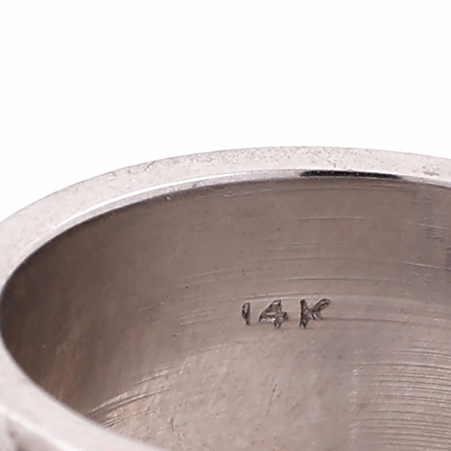 Diamond Double Heart Wide Band Ring 14K Textured White Gold 12 mm Wide Size 5